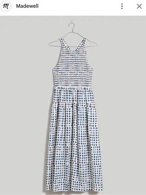 Madewell White and Blue Geometric Sleeveless Maxi Dress
